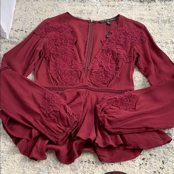For Love & Lemons | Low-V Neck Blouse NWT - Picture 3 of 6